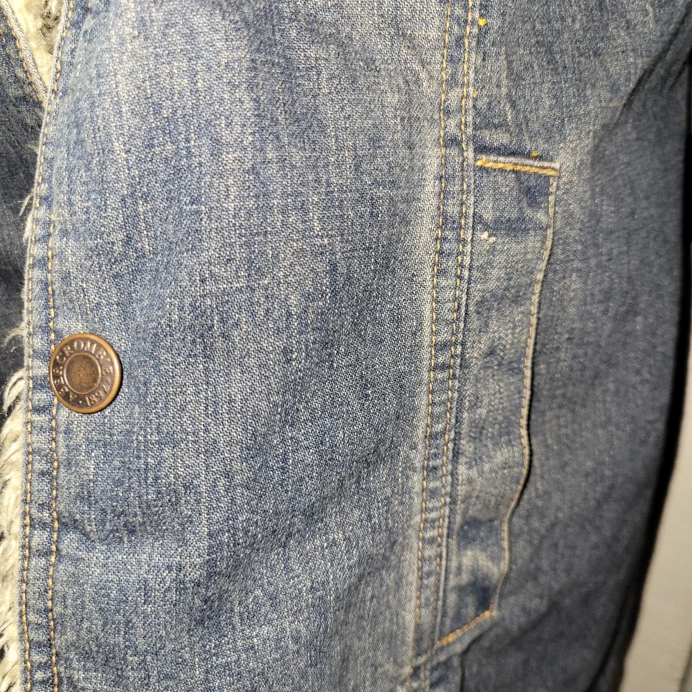Abercrombie & Fitch Denim Faux Fur Jacket S - Picture 4 of 6